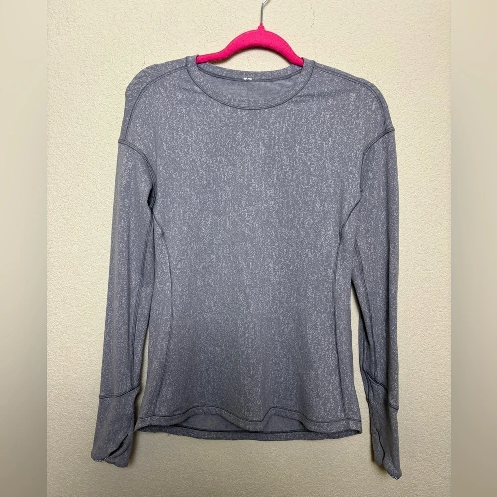 Lululemon Outrun Luon Suited Jacquard Arctic Grey Ice Running Top M 8-10